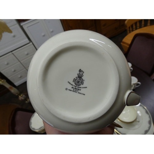 159 - A part Royal Doulton Albany patterned tea and coffee service and a part Paragon tea set