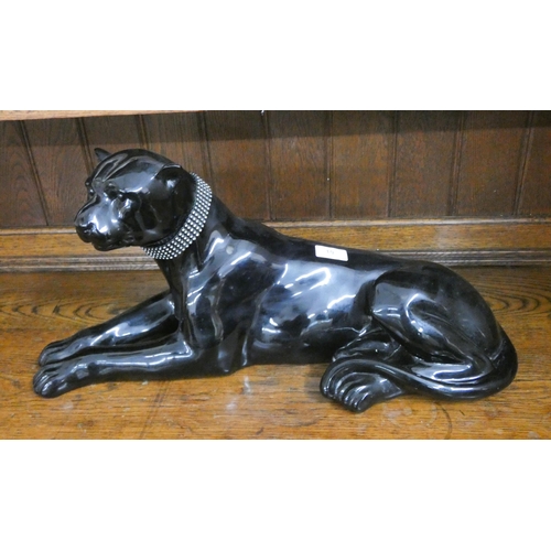 19 - A large black panther ornament