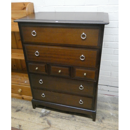 27 - A Stag Minstrel Mahogany tallboy chest of four long and three small drawers. 32