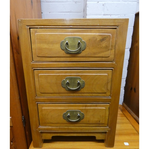 30 - A good quality Chinese style teak chest of ten drawers and a matching three drawer chest, all fitted... 