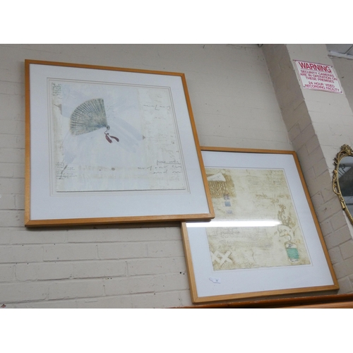 32 - A pair of large modern framed square coloured prints