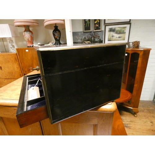 580 - A Victorian Coromandel fitted dressing table box containing ten silver topped bottles and boxes with... 