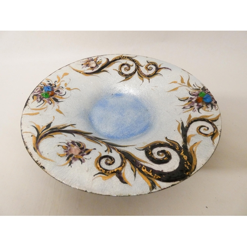 233 - A Limoges Sazerac enamelled dish with jewelled decoration