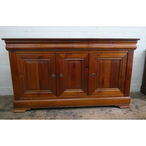 21 - A French cherry wood sideboard, fitted two drawers and three cupboards under 5'6