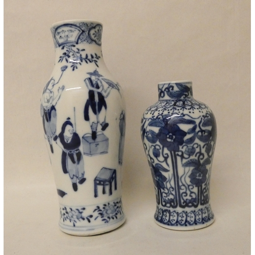 219 - Two Chinese blue and white baluster shape vases both with four character marks to base. Tallest vase... 