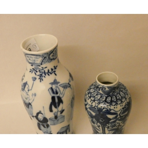 219 - Two Chinese blue and white baluster shape vases both with four character marks to base. Tallest vase... 