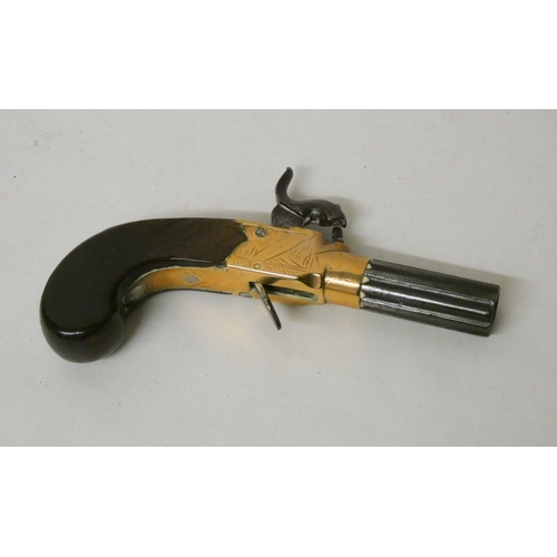 222 - A 19th century percussion cap muff pistol with octagonal barrel