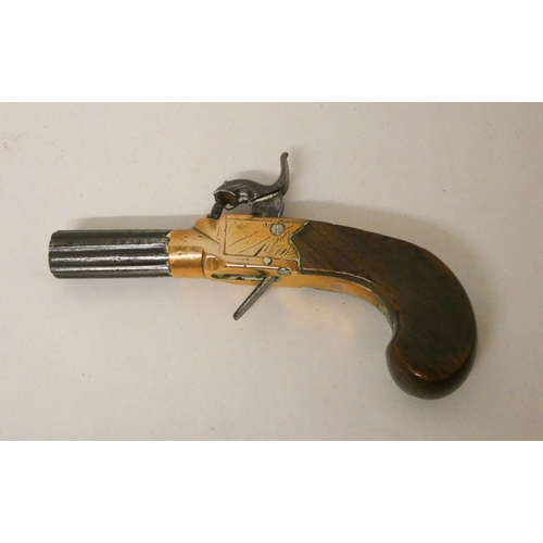 222 - A 19th century percussion cap muff pistol with octagonal barrel