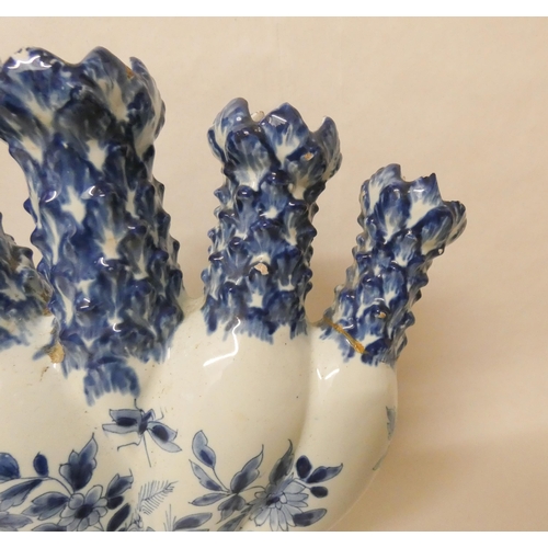 232 - A pair of antique Delft blue and white tulip bough pots