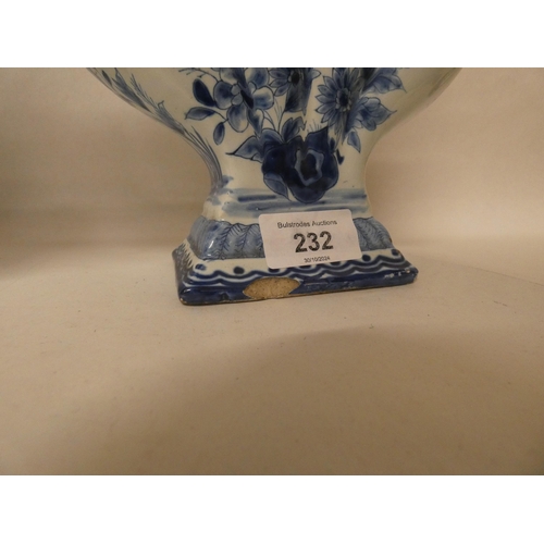 232 - A pair of antique Delft blue and white tulip bough pots