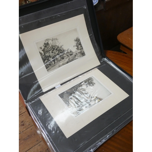 83 - A folder of over 20 assorted unframed etchings by Harold Thornton ARE & E H Groom, most signed in pe... 