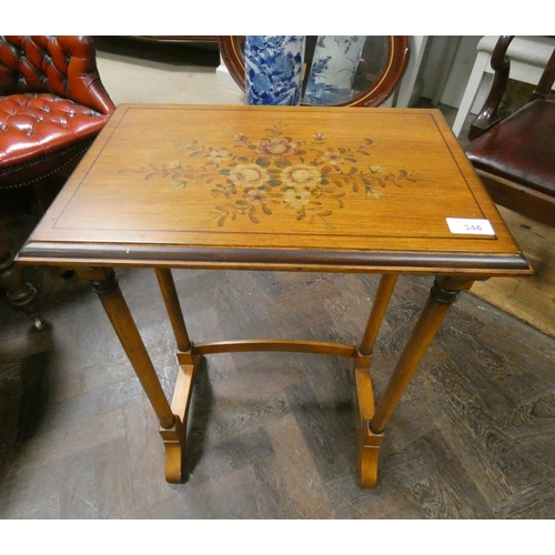 340 - A painted satin wood occasional table on turned legs