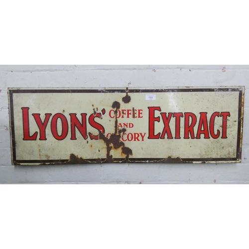 151 - A 1940's/1950's Lyons Extract enamel iron sign 3'x1'