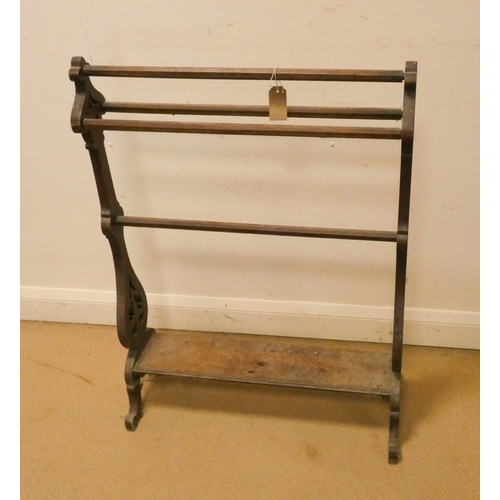 161 - A Victorian Gothic style mahogany towel rail