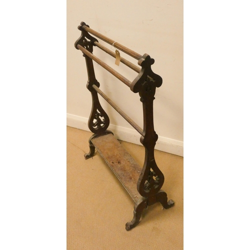 161 - A Victorian Gothic style mahogany towel rail