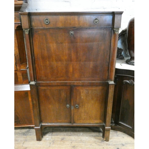 178 - A Victorian mahogany secretaire abattant fitted one drawer with fitted interior on a cupboard style ... 