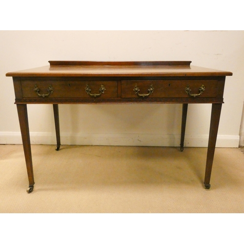 344 - A Georgian style mahogany hall or writing table fitted two drawers, on square tapering legs, 48