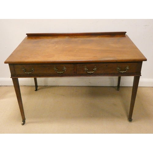 344 - A Georgian style mahogany hall or writing table fitted two drawers, on square tapering legs, 48