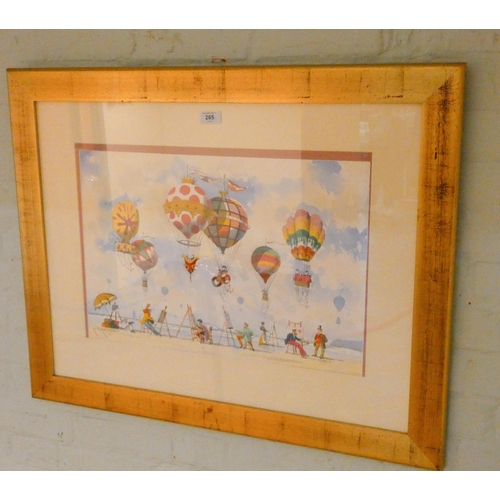 265 - Rod Pearce (British 1942): Ballooning, watercolour depicting artists sketching hot air balloons. Sig... 