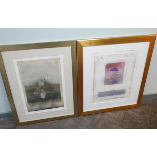 266 - James Cox - Omega IV - signed limited edition print and another similar signed etching  by Nissan En... 