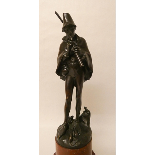 254 - Hans Muller (Austrian 1837-1937) - An early 20th century bronze of the Pied Piper of Hamelin mounted... 