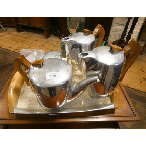 190 - A vintage Piquot five piece tea set with matching tray