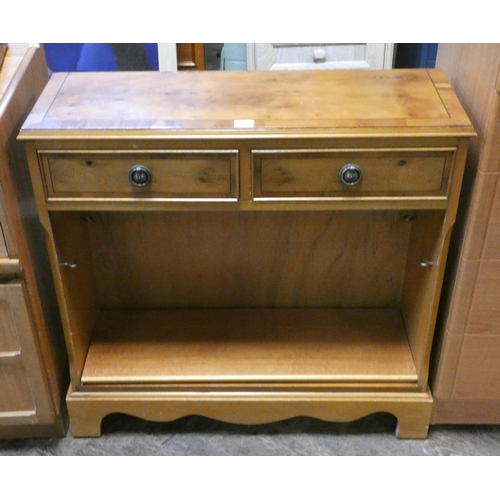 332 - A limed oak tallboy chest of five drawers and a small yew hall bookcase