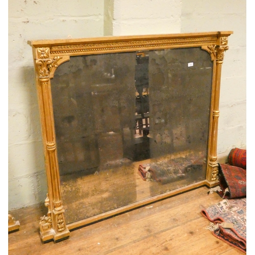 358 - A Victorian gilt framed over mantel mirror, 44