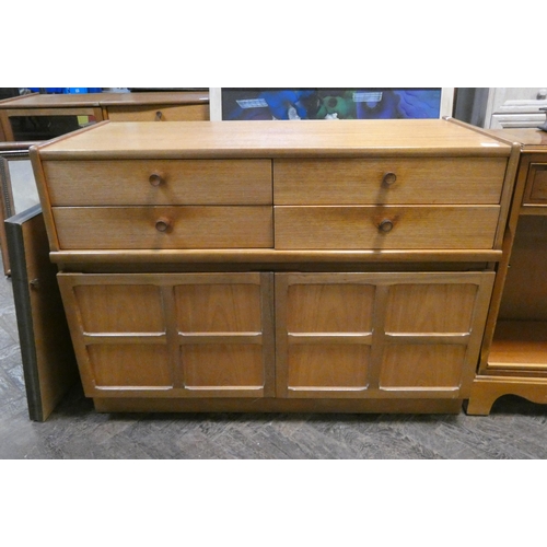 371 - A teak hi-fi cabinet fitted drawers and cupboard together with another teak side cabinet fitted four... 