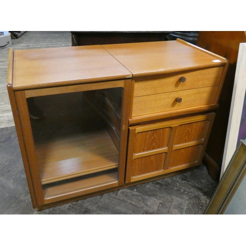 371 - A teak hi-fi cabinet fitted drawers and cupboard together with another teak side cabinet fitted four... 