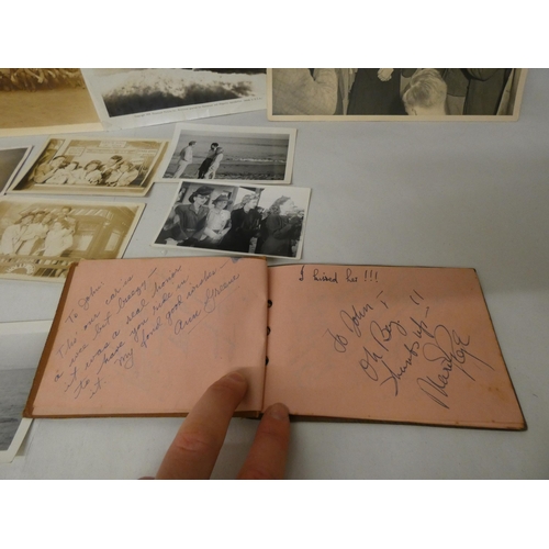 383 - An interesting autograph book containing autographs from Charlie Chaplin, Betty Grable, Edward G Rob... 