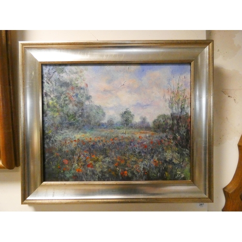 267 - Guy Pickford, Post Impressionist oil on canvas painting of a flower meadow, signed Guy, dated 1986, ... 