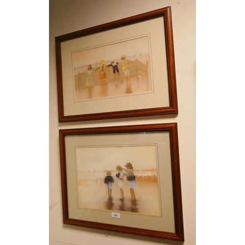 268 - James Tytler - a pair of pastels of children on a beach, both signed, framed and glazed, image sizes... 