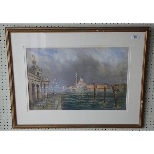 274 - John King - watercolour of Venice - After the Storm San Giorgio, signed and dated 1995