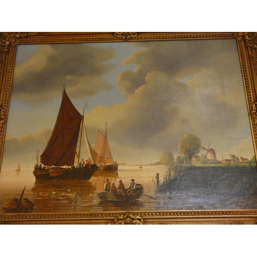 281 - An oil on canvas of  a traditional marine scape signed GB Wright and dated 1972