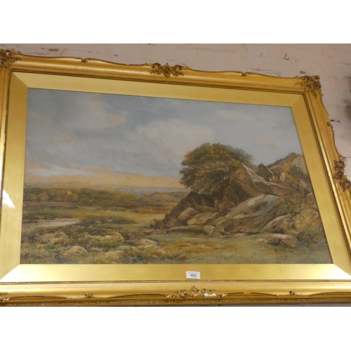 402 - A large late 19th century watercolour, framed and glazed by James Orrock (1829-1913) Beaumanor park ... 