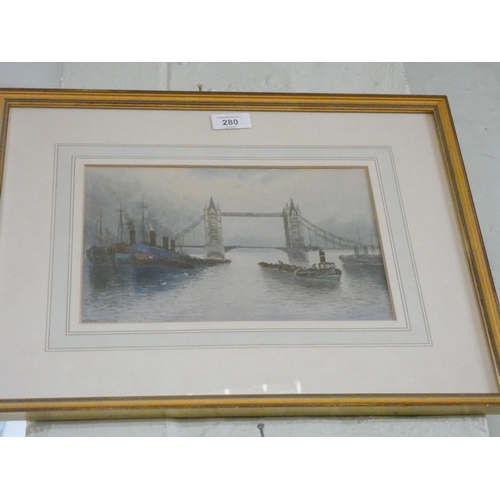 280 - An oil on canvas of a sunset marinescape, signed GB Wright and dated 1973, together with a watercolo... 