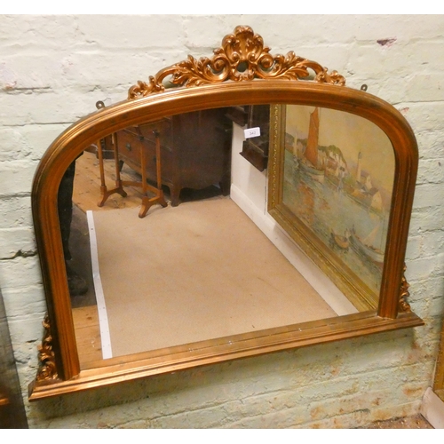 342 - A Victorian style gilt framed over mantel mirror, 46