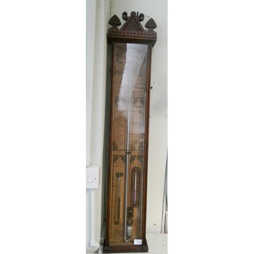 436 - 19th century Admiral Fitzroy barometer in oak case