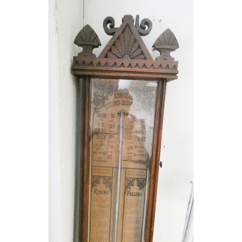 436 - 19th century Admiral Fitzroy barometer in oak case