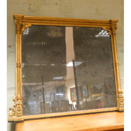 358 - A Victorian gilt framed over mantel mirror, 44