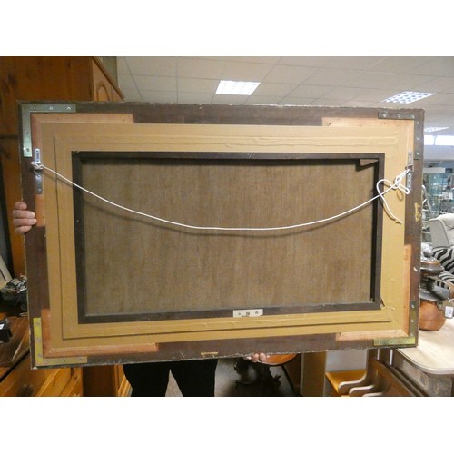 387 - A large late 19th century large oil on canvas of a seascape. Signed lower right Millson-Hunt 1874. I... 