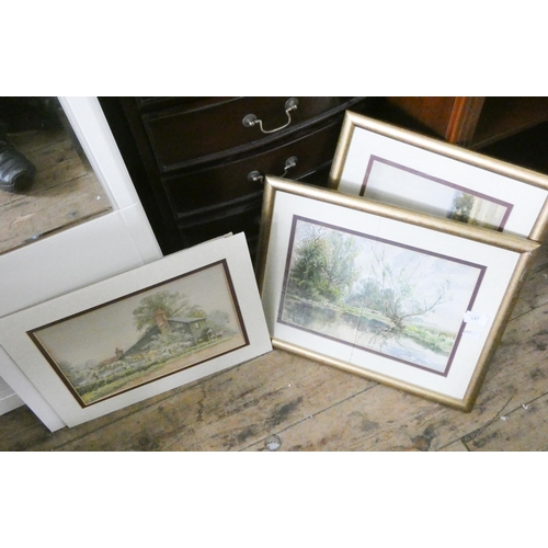 147 - Three gilt framed watercolours of country scenes signed E Buxton