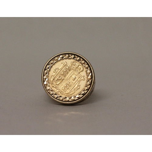 569 - Victorian Half Gold Sovereign, mounted in 9ct yellow gold as a ring, openwork mount hallmarked 9ct g... 