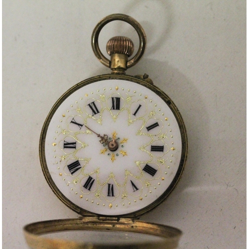 676 - Victorian ladies fob watch, within 18k gold outer case