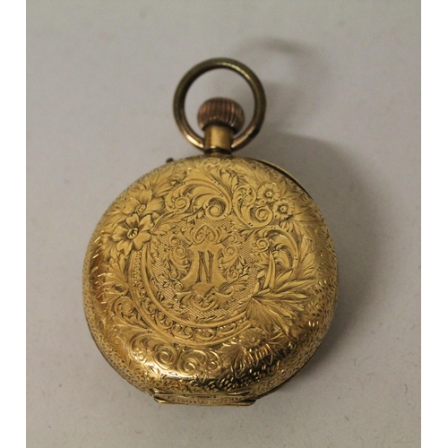 676 - Victorian ladies fob watch, within 18k gold outer case