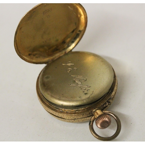 676 - Victorian ladies fob watch, within 18k gold outer case