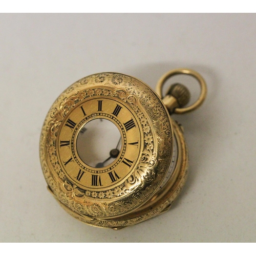 729 - A Victorian 18ct yellow gold top wind pocket watch, inner and outer cases marked 18k. Gross weight 5... 