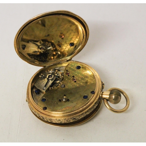 729 - A Victorian 18ct yellow gold top wind pocket watch, inner and outer cases marked 18k. Gross weight 5... 