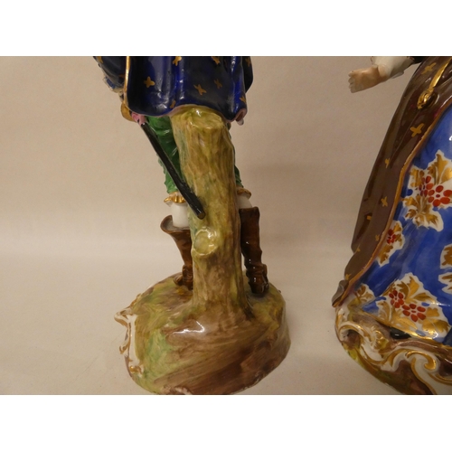 248 - Two Crown Derby porcelain figurines of a Gallant couple. Crown Derby marks to the bases